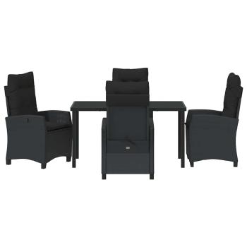 5-teiliges Gartendining-Set mit Kissen in Schwarz Poly-Rattan