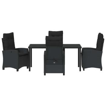 5-teilige Garten-Essgruppe mit Kissen Schwarz Poly-Rattan
