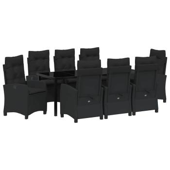 Garten Essgruppe mit Kissen 9 pcs Schwarz Poly-Rattan