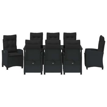 Garten Essgruppe mit Kissen 9 pcs Schwarz Poly-Rattan