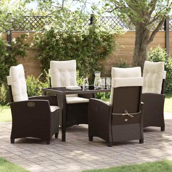 ARDEBO.de - 5-teiliges Garten-Essgruppe mit Kissen Braun Poly-Rattan