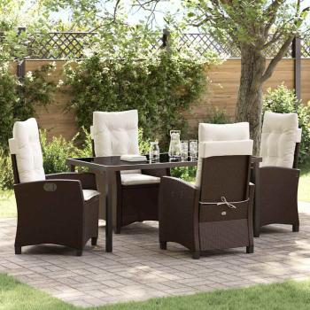 ARDEBO.de - 5-teiliges Gartendining-Set mit Kissen Braun Poly-Rattan