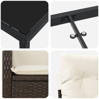5-teiliges Gartendining-Set mit Kissen Braun Poly-Rattan
