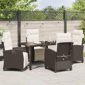 5-teiliges Garten-Esszimmer-Set aus braunem Poly-Rattan