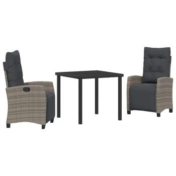 3-teiliges Garten-Dining-Set Grau Poly-Rattan
