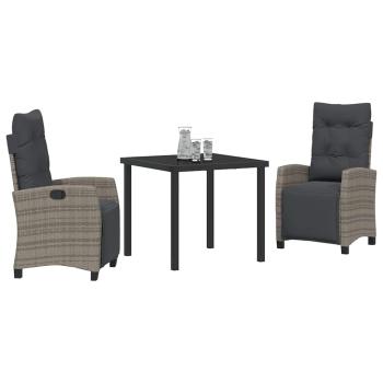 3-teiliges Garten-Dining-Set Grau Poly-Rattan