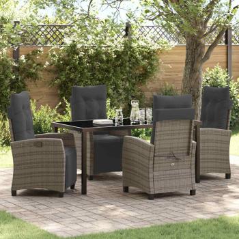ARDEBO.de - 5-teiliges Garten-Esszimmer-Set in Grau aus Poly-Rattan