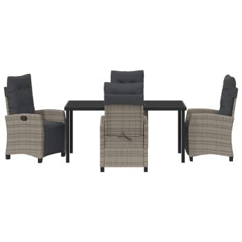 5-teiliges Garten-Esszimmer-Set in Grau aus Poly-Rattan