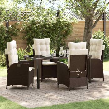 ARDEBO.de - 5-teiliger Garten-Essbereich mit Kissen Braun Poly Rattan