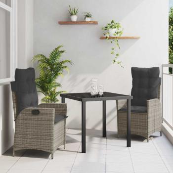 ARDEBO.de - Set von 2 Grau PE Rattan Standard Abnehmbare Bezüge
