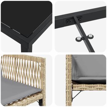 5-teiliges Garten-Essset mit Kissen in beige Poly-Rattan