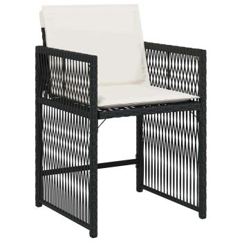 5-teiliges Garten Esszimmer Set mit Kissen Schwarz Poly Rattan