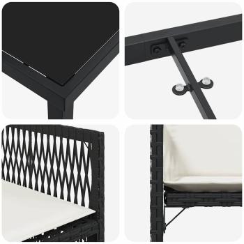 5-teiliges Garten Esszimmer Set mit Kissen Schwarz Poly Rattan