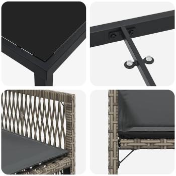 5-teiliges Garten Essgruppe mit Kissen Grau Poly Rattan