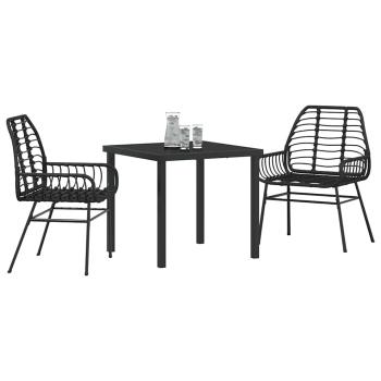 3-teiliges Garten-Ess-Set Schwarz Poly-Rattan