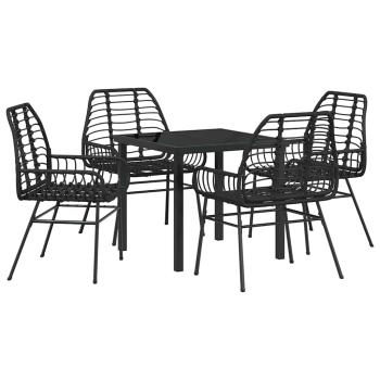 5-Teiliges Garten-Ess-Set Schwarz Poly-Rattan