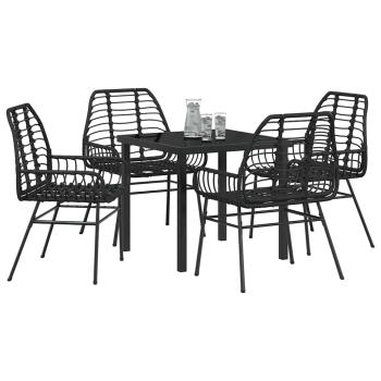 5-Teiliges Garten-Ess-Set Schwarz Poly-Rattan