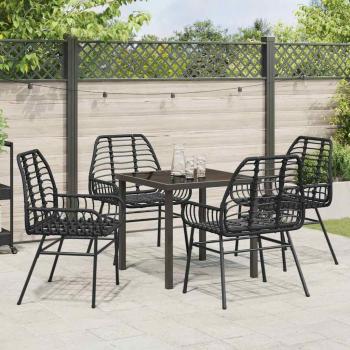 5-Teiliges Garten-Ess-Set Schwarz Poly-Rattan