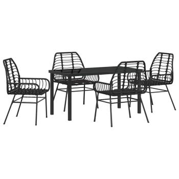 5-teiliges Garten-Ess-Set Schwarz Poly-Rattan
