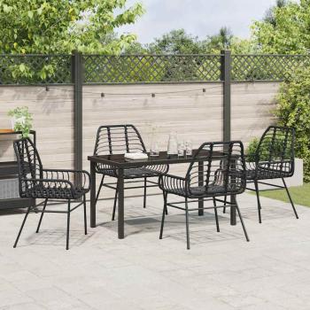 5-teiliges Garten-Ess-Set Schwarz Poly-Rattan