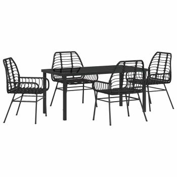 5-teiliges Gartentisch-Set Schwarz Poly Rattan