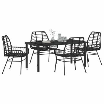 5-teiliges Gartentisch-Set Schwarz Poly Rattan
