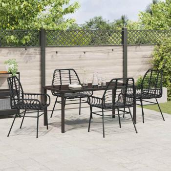 5-teiliges Gartentisch-Set Schwarz Poly Rattan