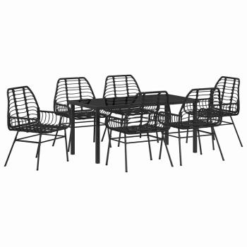 7-teilige Garten-Essgruppe Schwarz Poly-Rattan