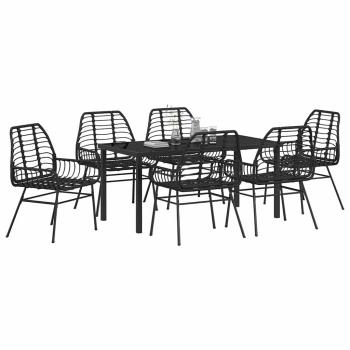7-teilige Garten-Essgruppe Schwarz Poly-Rattan