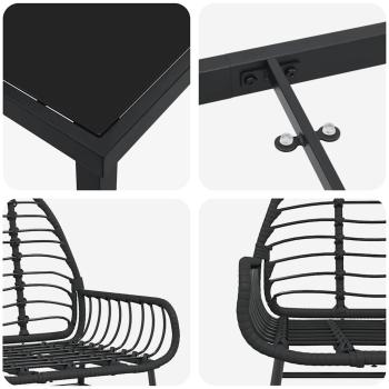 7-teilige Garten-Essgruppe Schwarz Poly-Rattan