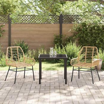 3-teiliges Gartenessset in Braun aus Poly-Rattan