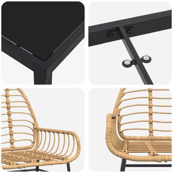 3-teiliges Gartenessset in Braun aus Poly-Rattan