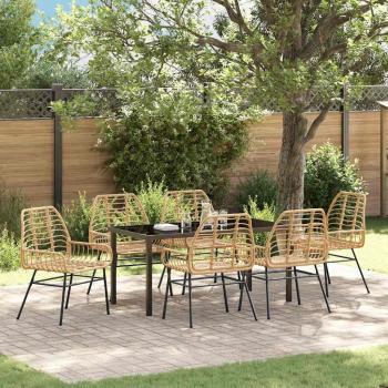 ARDEBO.de - 7-teiliges Garten-Dining-Set Braun Poly Rattan