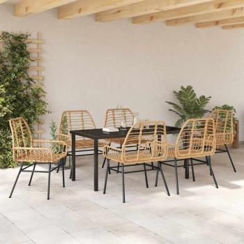 7-teiliges Garten-Dining-Set Braun Poly Rattan