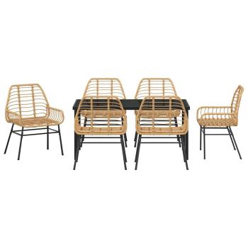 7-teiliges Garten-Dining-Set Braun Poly Rattan