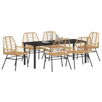 7-teiliges Gartenessset Braun Poly-Rattan