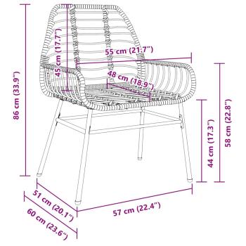 7-teiliges Gartenessset Braun Poly-Rattan