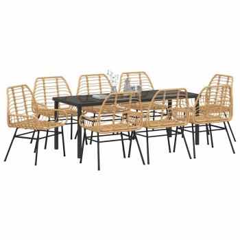 9-teiliges Garten-Ess-Set Braun Poly-Rattan