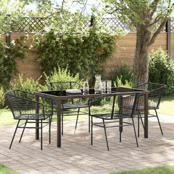 ARDEBO.de - Set aus 3 Schwarz PE-Rattan, pulverbeschichteter Stahl 2-Sitzer