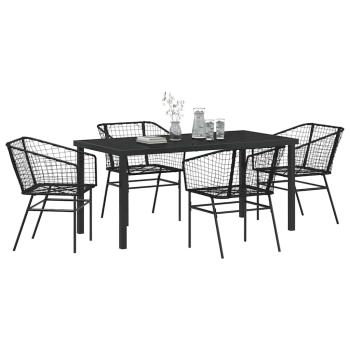 Set aus 3 Schwarz PE-Rattan, pulverbeschichteter Stahl 2-Sitzer