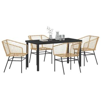 5-teiliges Garten-Esszimmer Set Braun Poly-Rattan