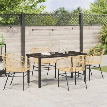 5-teiliges Garten-Esszimmer Set Braun Poly-Rattan