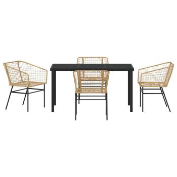 5-teiliges Garten-Esszimmer Set Braun Poly-Rattan