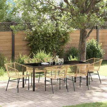ARDEBO.de - Garten Essgruppe 7 stk. Braun Poly-Rattan