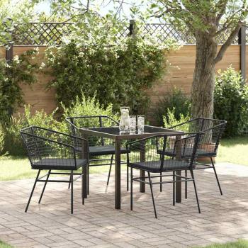 ARDEBO.de - Set aus 3 Schwarz Poly-Rattan, Pulverbeschichteter Stahl Standard