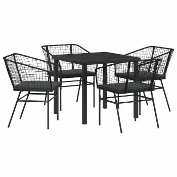 Set aus 3 Schwarz Poly-Rattan, Pulverbeschichteter Stahl Standard