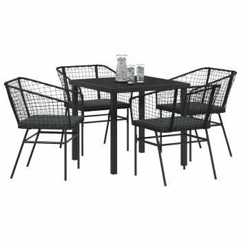 Set aus 3 Schwarz Poly-Rattan, Pulverbeschichteter Stahl Standard