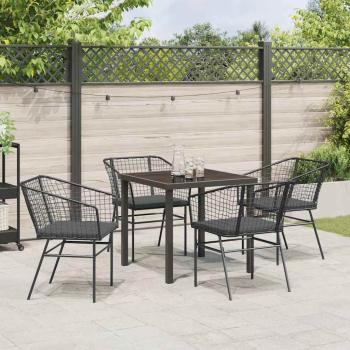 Set aus 3 Schwarz Poly-Rattan, Pulverbeschichteter Stahl Standard