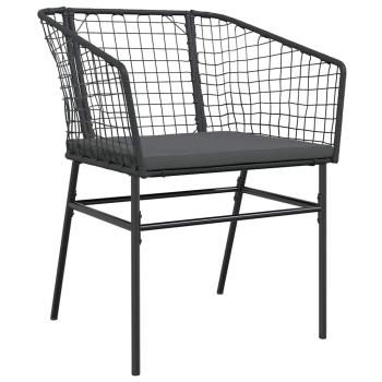 Set aus 3 Schwarz Poly-Rattan, Pulverbeschichteter Stahl Standard