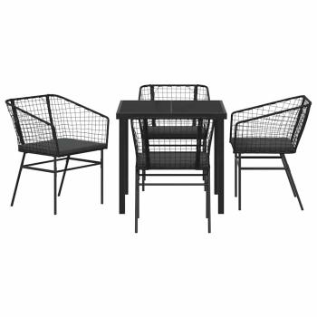 Set aus 3 Schwarz Poly-Rattan, Pulverbeschichteter Stahl Standard